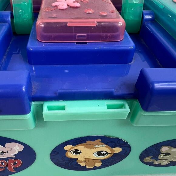 Littlest Pet Shop Storage Case Hasbro 2007 Toy Carry Box Teal Blue LPS Playset - Picture 3 of 11